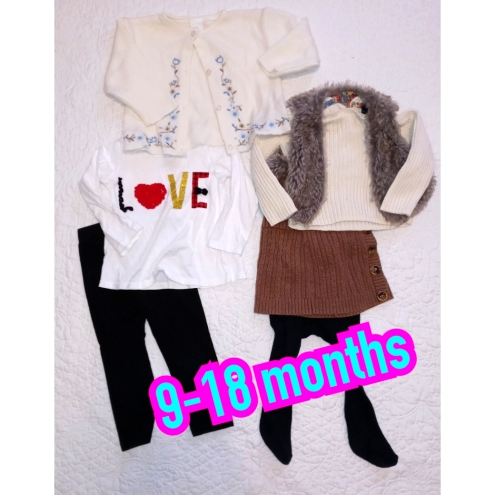 CARTER'S/CINTHYA ROWLEY GIRL CLOTHES LOT OF 6 PIECES FALL/WINTER SIZE 9-18 MONTH